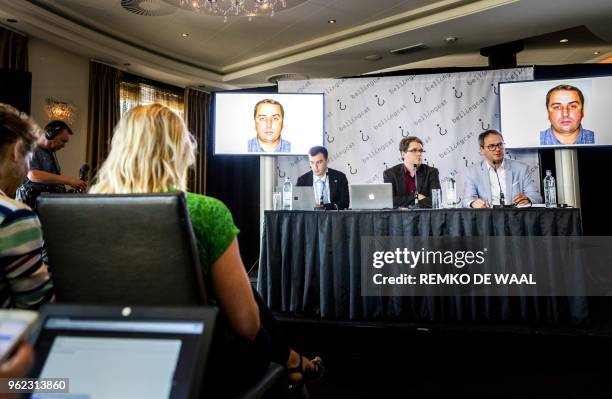Eliot Higgins , founder of online investigation group Bellingcat, addresses a press conference on findings in research on Malaysia Airlines flight...