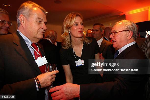 Publisher Hubert Burda talks to Wulf H. Bernotat, Chairman and CEO of E.ON AG and Silvana Koch-Mehrin, Vice-President European Parliament during the...