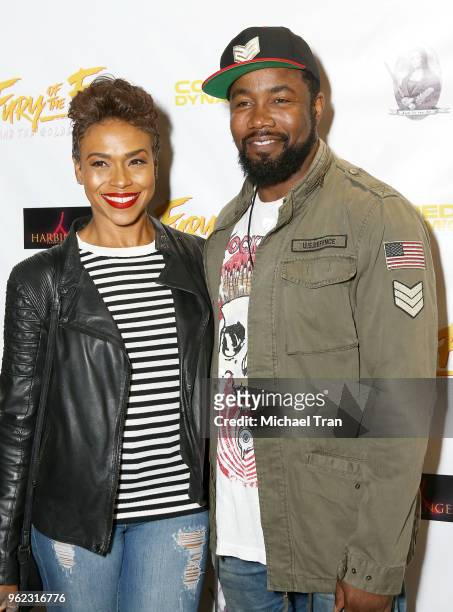 Michael Jai White and Gillian Iliana Waters attend the Los Angeles premiere of Comedy Dynamics' "The Fury Of The Fist And The Golden Fleece" held at...