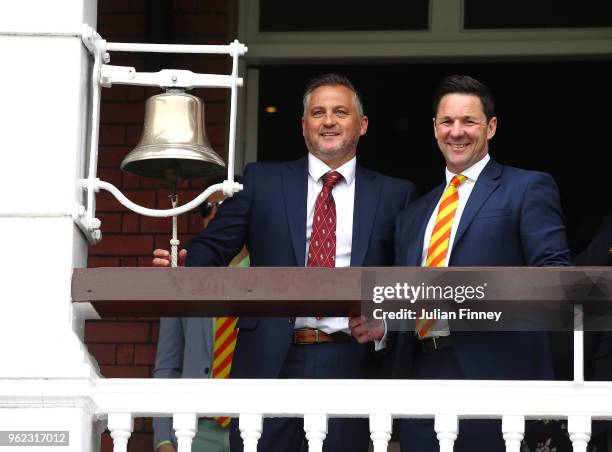 Darren Gough rings the bell prior to day two of the 1st Test match between England and Pakistan at Lord's Cricket Ground on May 25, 2018 in London,...