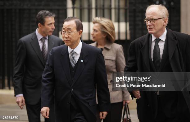 Secretary General Ban Ki Moon leads NATO Secretary General Anders Rasmussen , US Secretary of State Hillary Clinton and Special Representative of the...