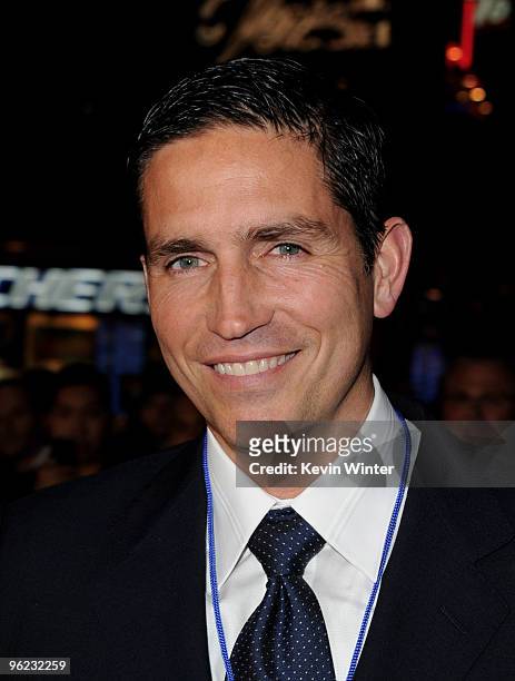 Actor James Caviezel arrives at the premiere of "Nuclear Tipping Point" at Universal Studios Hollywood on January 27, 2010 in Universal City,...