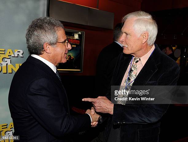 Universal Studios President and COO Ron Meyer and philanthropist Ted Turner arrive at the premiere of "Nuclear Tipping Point" at Universal Studios...