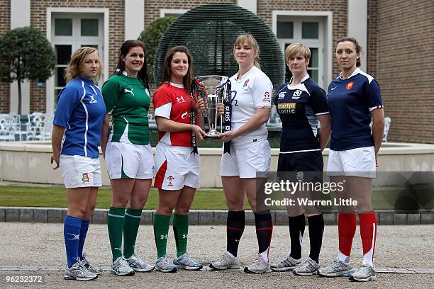 Paola Zangirolami of Italy, Fiona Coughlan of Ireland, Catriona Nicholas of Wales, Catherine Spencer of England, Lynn Reid of Scotland and Sandra...