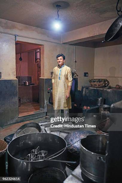 Indian chef Vikas Khanna poses during an exclusive interview with HT Brunch-Hindustan Times, at The Museum of Culinary Arts, on April 6, 2018 in...