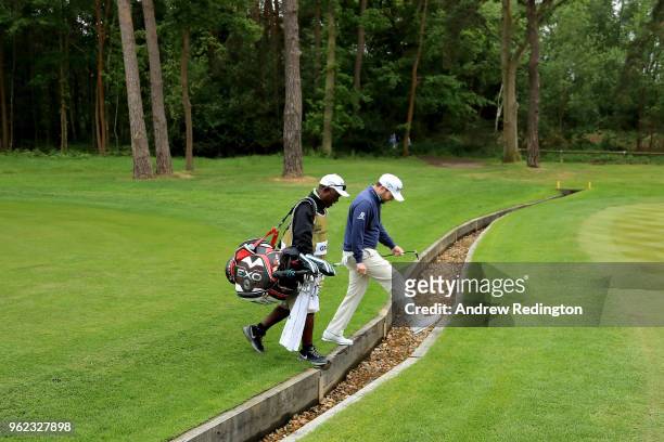 Branden Grace of South Africa on the twelth during day two of the BMW PGA Championship at Wentworth on May 25, 2018 in Virginia Water, England.