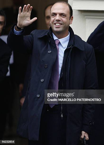Italian minister of Justice Angelino Alfano arrives at Reggio Calabria Prefecture for an extraordinary ministers' council on January 28, 2010. AFP...