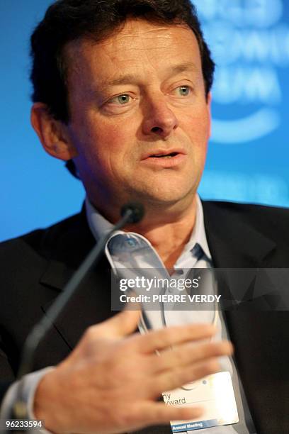 British BP Group Chief executive Tony Haywar, speaks during the discussion "Global energy outlook", on the second day of the World Economic Forum...