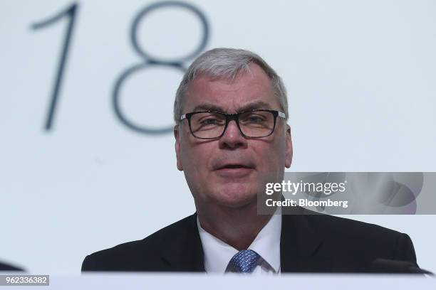 Johannes Dietsch, outgoing chief financial officer of Bayer AG, looks on during the company's annual general meeting in Bonn, Germany, on Friday, May...