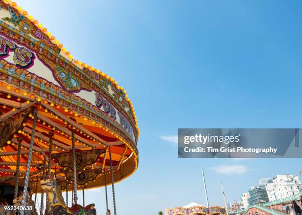part of the roof of a fairground carousel, brighton - carrossel imagens e fotografias de stock