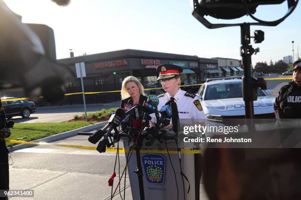 Toronto-Missy bomb blast. Mississauga Mayor Bonnie Crombie and Peel Police chief Jennifer Evans address media at the site of and IED attack last...