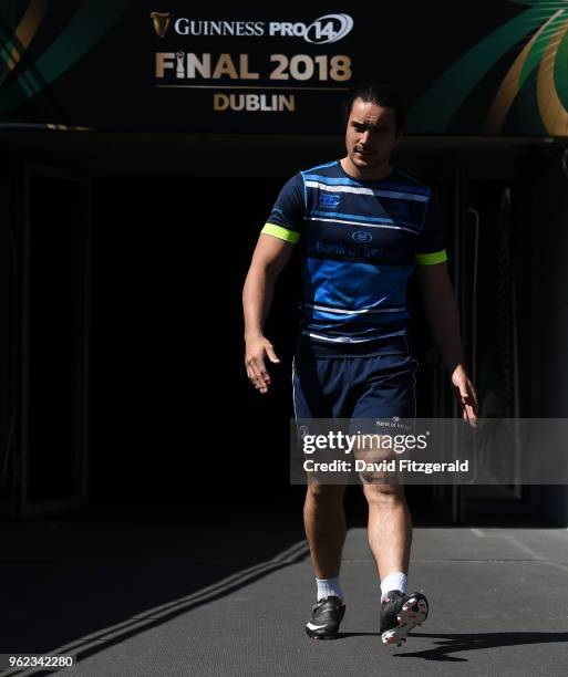 Dublin , Ireland - 25 May 2018; James Lowe of Leinster arrives to the Leinster captains run at the Aviva Stadium in Dublin.