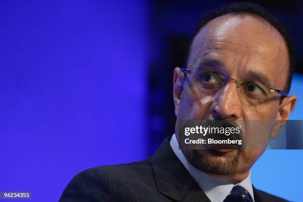 Khalid al-Falih, president and chief executive officer of Saudi Arabian Oil Co., speaks at a panel discussion on day two of the 2010 World Economic...