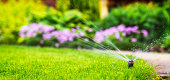 automatic sprinkler system watering the lawn