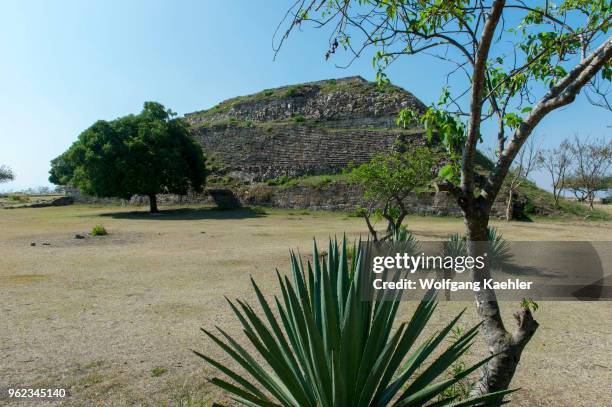 The building on top of the South Platform of Monte Alban , which is a large pre-Columbian archaeological site in the Valley of Oaxaca region, Oaxaca,...