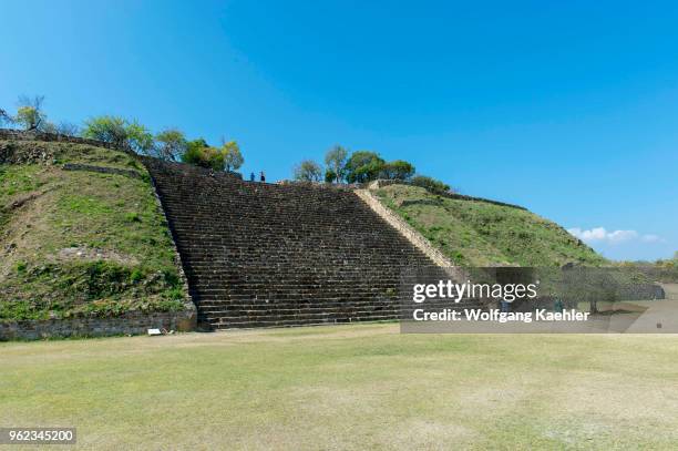 The Gran Plaza with the South Platform of Monte Alban , which is a large pre-Columbian archaeological site in the Valley of Oaxaca region, Oaxaca,...