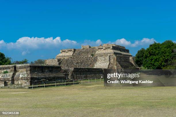 View of Stelae 18 at Monte Alban , which is a large pre-Columbian archaeological site in the Valley of Oaxaca region, Oaxaca, Mexico.