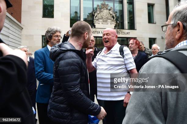 Arguments ensue outside Westminster Magistrates' Court, London, where Blogger Alison Chabloz of Charlesworth, Glossop, Derbyshire, was found guilty...