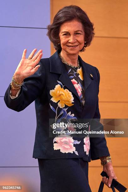 Queen Sofia attends the inauguration of National Congress of The Spanish Federation of Food Banks at Centro Cultural Bancaja on May 25, 2018 in...