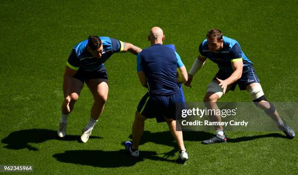 Dublin , Ireland - 25 May 2018; Andrew Porter, left, and Rhys Ruddock during the Leinster captains run at the Aviva Stadium in Dublin.