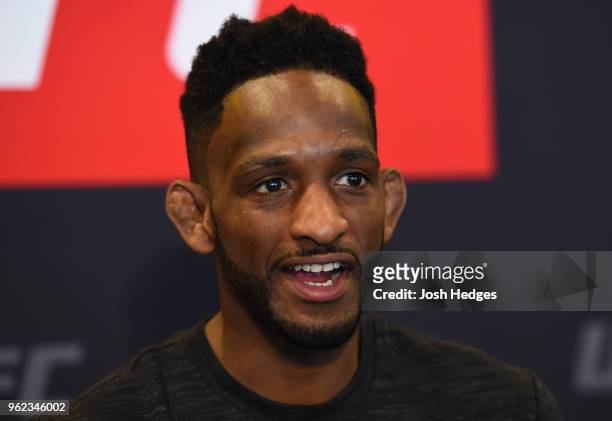 Neil Magny interacts with media during the UFC Ultimate Media Day at BT Convention Centre on May 25, 2018 in Liverpool, England.