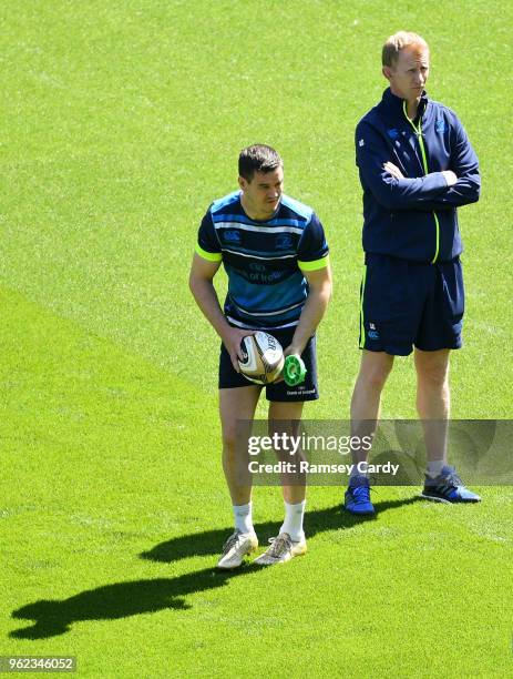 Dublin , Ireland - 25 May 2018; Head coach Leo Cullen and Jonathan Sexton during the Leinster captains run at the Aviva Stadium in Dublin.