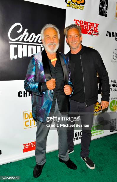 Tommy Chong and Paris Chong arrive attend Tommy's 80th Birthday party on May 24, 2018 in Los Angeles, California.