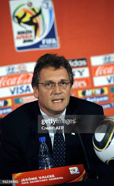 French Jérôme Valcke FIFA Secretary General gives a press conference on the status of the ticket sales for the 2010 FIFA World Cup on January 27,...