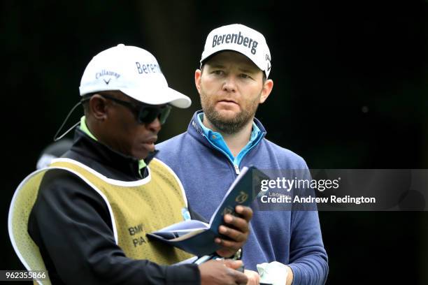 Branden Grace of South Africa on the sixteenth during day two of the BMW PGA Championship at Wentworth on May 25, 2018 in Virginia Water, England.