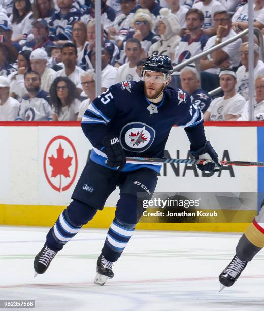Paul Stastny of the Winnipeg Jets follows the play down the ice during third period action against the Vegas Golden Knights in Game Five of the...