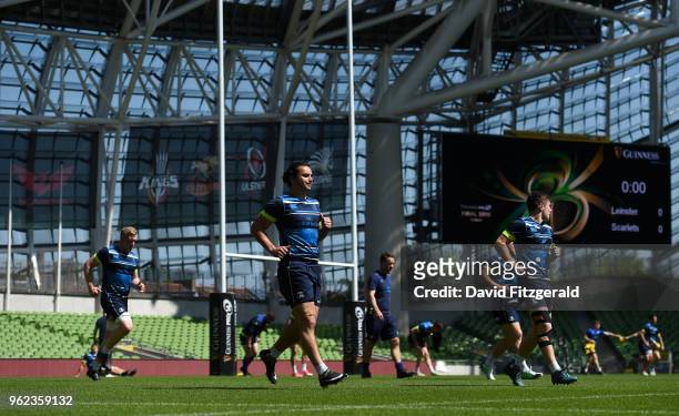Dublin , Ireland - 25 May 2018; James Lowe during the Leinster captains run at the Aviva Stadium in Dublin.