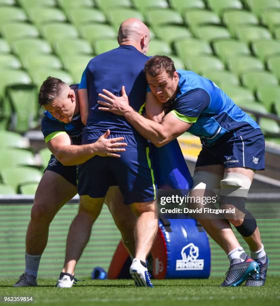 Dublin , Ireland - 25 May 2018; Rhys Ruddock, right, and Andrew Porter during the Leinster captains run at the Aviva Stadium in Dublin.