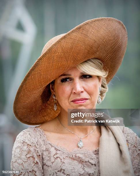 Queen Maxima of The Netherlands of Luxembourg during an official farewell ceremony at the Grand Ducal Palace of Luxembourg on May 25, 2018 in...