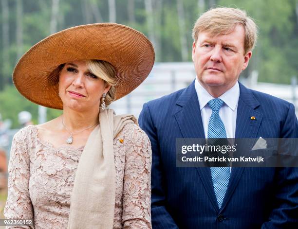 King Willem-Alexander of The Netherlands, Queen Maxima of The Netherlands, attend an official farewell ceremony at the Grand Ducal Palace of...