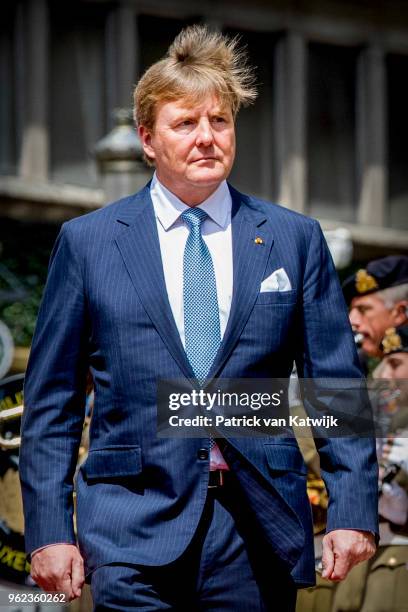 King Willem-Alexander of The Netherlands during an official farewell ceremony at the Grand Ducal Palace of Luxembourg on May 25, 2018 in Luxembourg,...