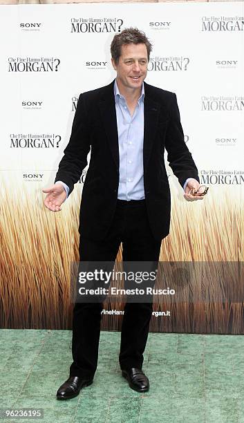 British actor Hugh Grant attends "Did You Hear About the Morgans?" photocall at the Hotel Hassler on January 28, 2010 in Rome, Italy.