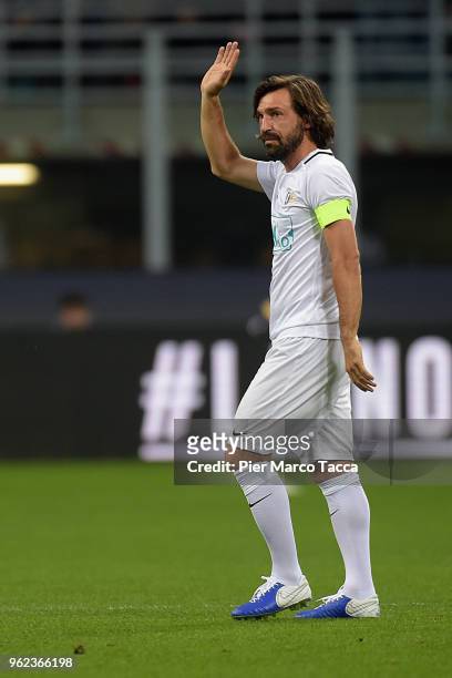 Andrea Pirlo looks during Andrea Pirlo Farewell Match at Stadio Giuseppe Meazza on May 21, 2018 in Milan, Italy.
