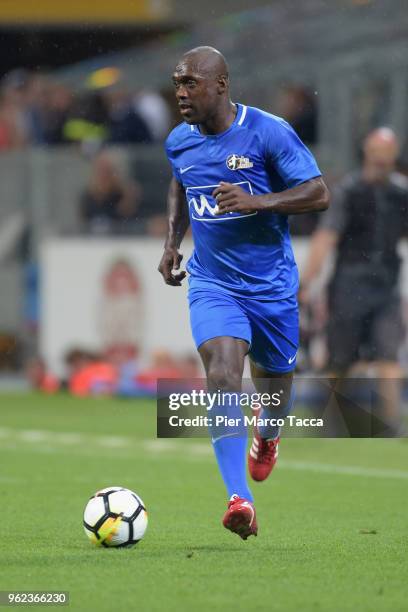 Clarence Seedorf in action during Andrea Pirlo Farewell Match at Stadio Giuseppe Meazza on May 21, 2018 in Milan, Italy.