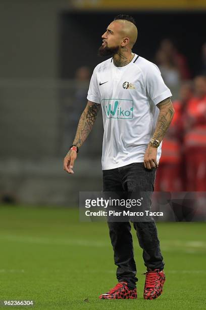 Arturo Vidal looks during Andrea Pirlo Farewell Match at Stadio Giuseppe Meazza on May 21, 2018 in Milan, Italy.