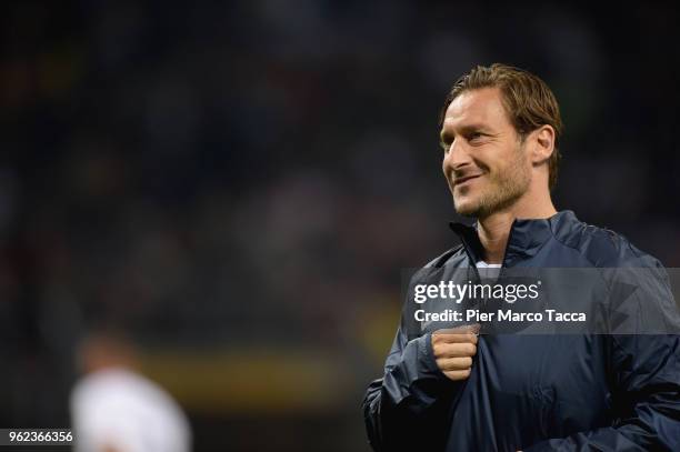 Francesco Totti looks during Andrea Pirlo Farewell Match at Stadio Giuseppe Meazza on May 21, 2018 in Milan, Italy.