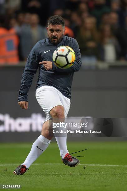 Gennaro Gattuso in action during Andrea Pirlo Farewell Match at Stadio Giuseppe Meazza on May 21, 2018 in Milan, Italy.