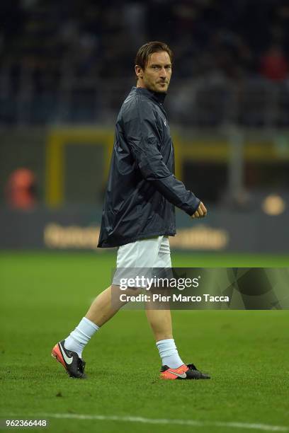 Francesco Totti looks during Andrea Pirlo Farewell Match at Stadio Giuseppe Meazza on May 21, 2018 in Milan, Italy.