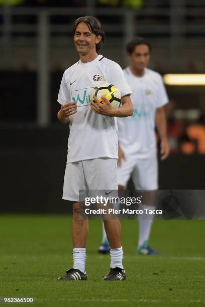 Pippo Inzaghi looks during Andrea Pirlo Farewell Match at Stadio Giuseppe Meazza on May 21, 2018 in Milan, Italy.