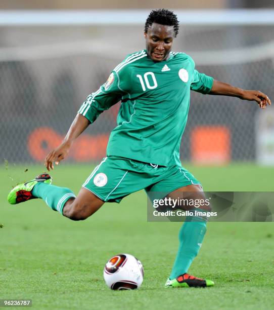 John Obi Mikel of Nigeria during the Africa Cup of Nations Quarter Final match between Zambia and Nigeria from the Alto da Chela Stadium on January...