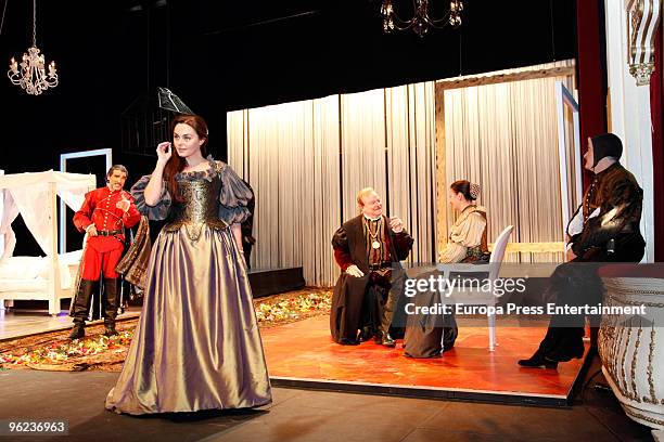 Actress Carmen Morales plays 'El galan fantasma' written by Calderon de la Barca on January 28, 2010 in Zamora, Spain.