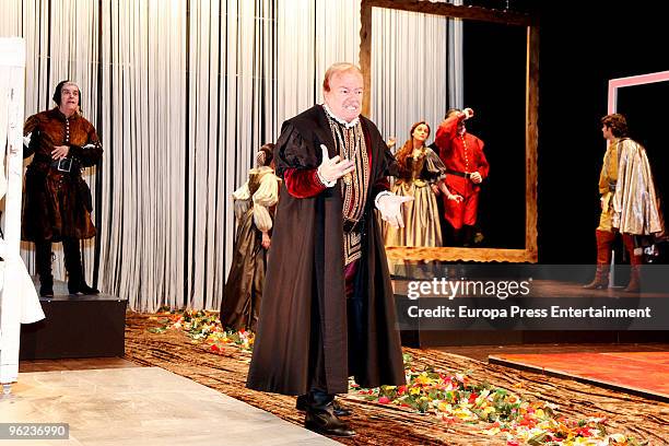 Actress Carmen Morales plays 'El galan fantasma' written by Calderon de la Barca on January 28, 2010 in Zamora, Spain.