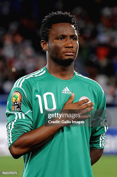 John Obi Mikel of Nigeria during the Africa Cup of Nations Quarter Final match between Zambia and Nigeria from the Alto da Chela Stadium on January...