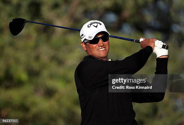 Michael Chambell of New Zealand on the 18th tee during the first round of The Commercialbank Qatar Masters at The Doha Golf Club on January 28, 2010...