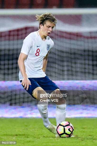 Conor Gallagher of England U19 National Team drives the ball during the 2018 Panda Cup International Youth Football Tournament between England and...