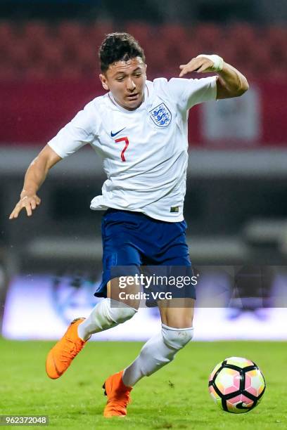 Ian Poveda Ocampo of England U19 National Team drives the ball during the 2018 Panda Cup International Youth Football Tournament between England and...